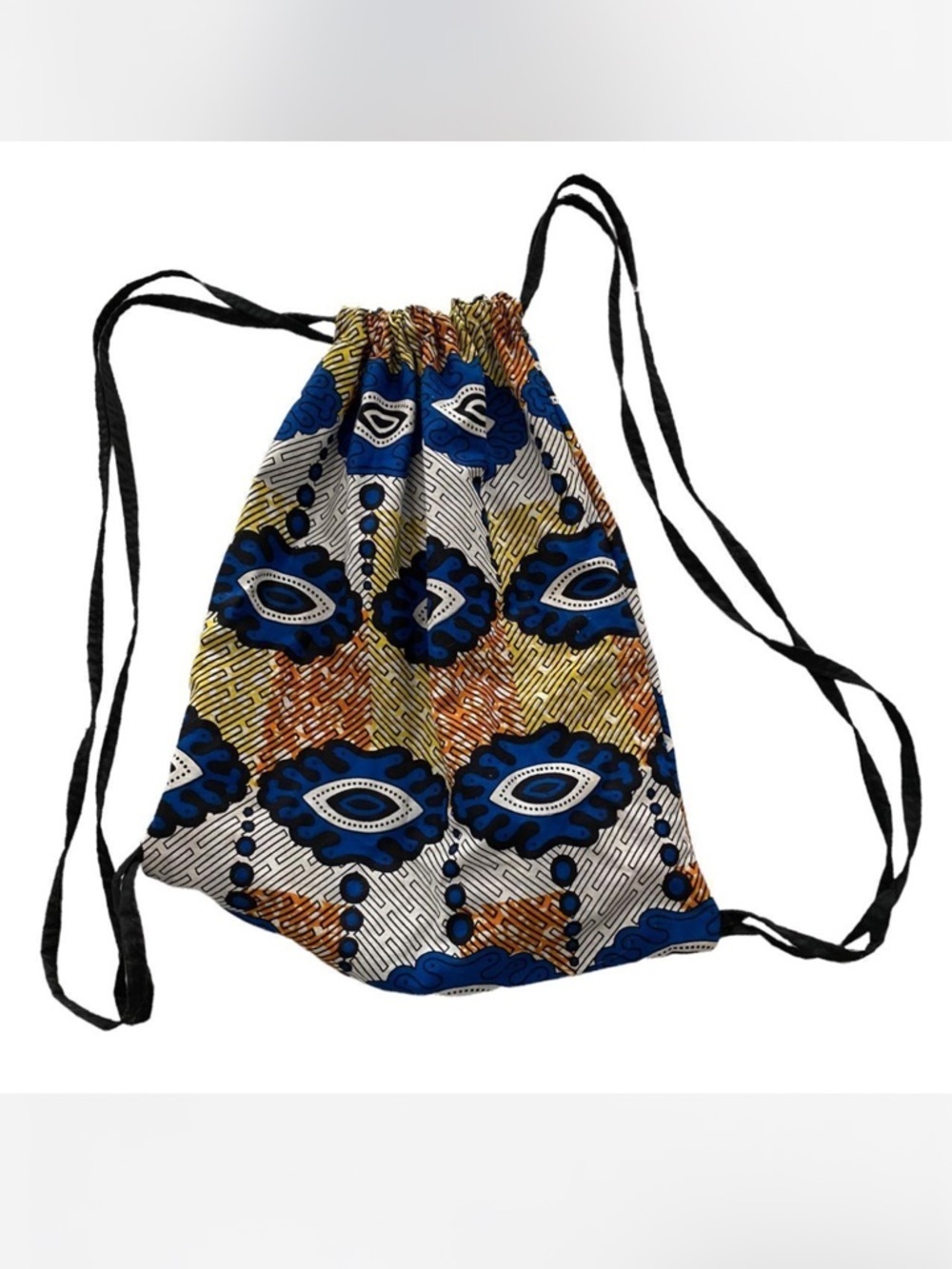 Cotton Seeing Eye Pattern Drawstring Backpack Bag 90s Festival